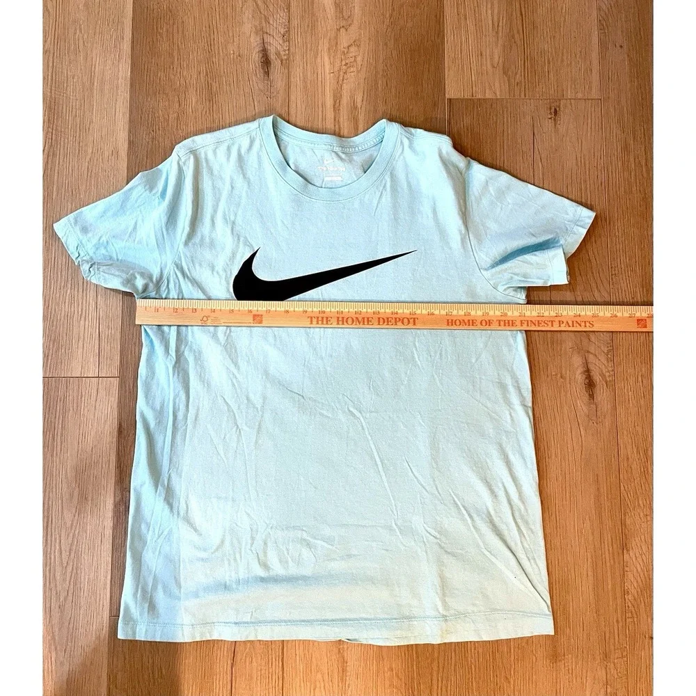 Nike The Nike Tee Mens Large L Turquoise Aqua Blue Big Swoosh Graphic T Shirt